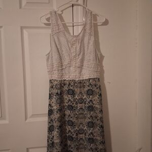 White Crochet Bodice Floral Mini Dress